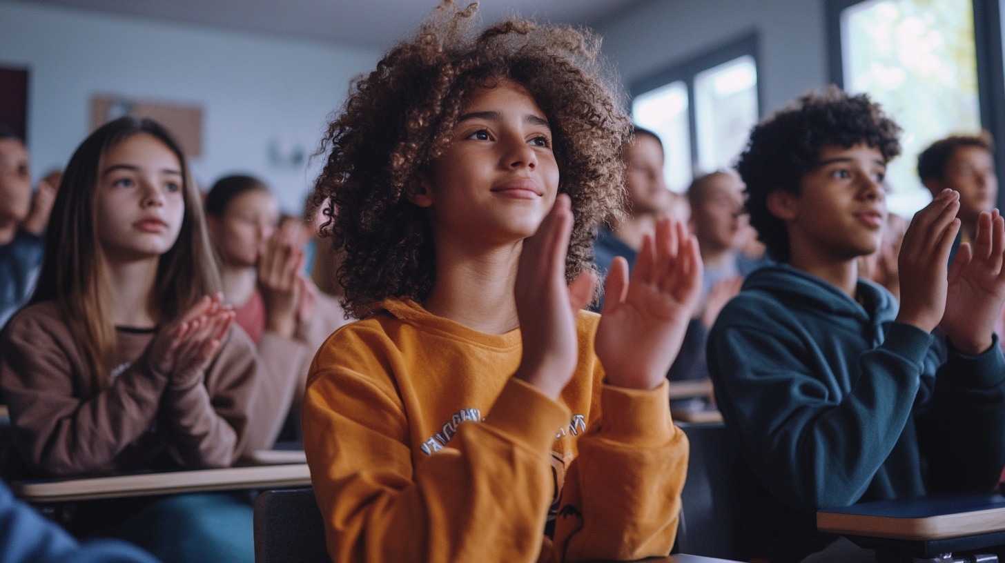 un groupe de jeunes adolescents qui applaudissent